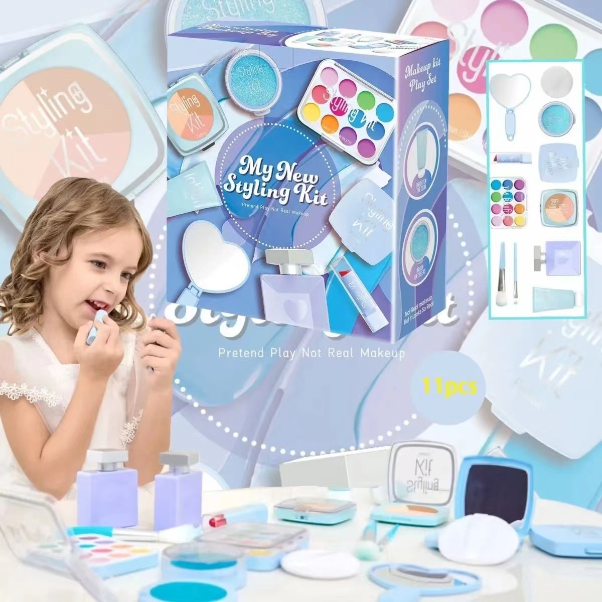 化妆品儿童玩具女孩3到6岁小孩仿真画妆套装宝宝过家家化妆盒公主 - 图1