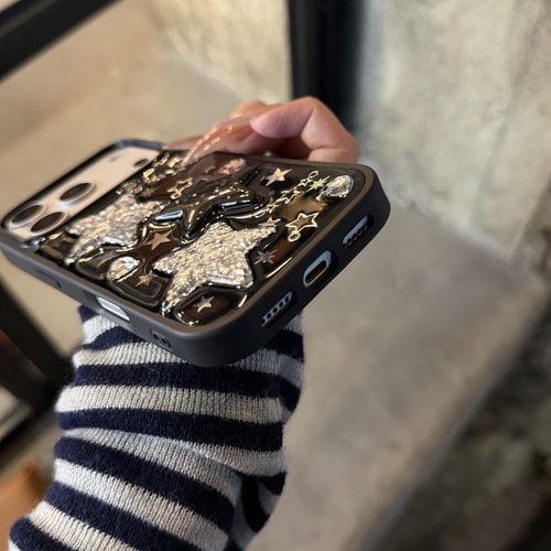 ins甜酷金属星星适用苹果17promax手机壳iPhone16 15pro滴胶iPhone Air软壳14  13全包12pro保护套11防摔少女 - 图3