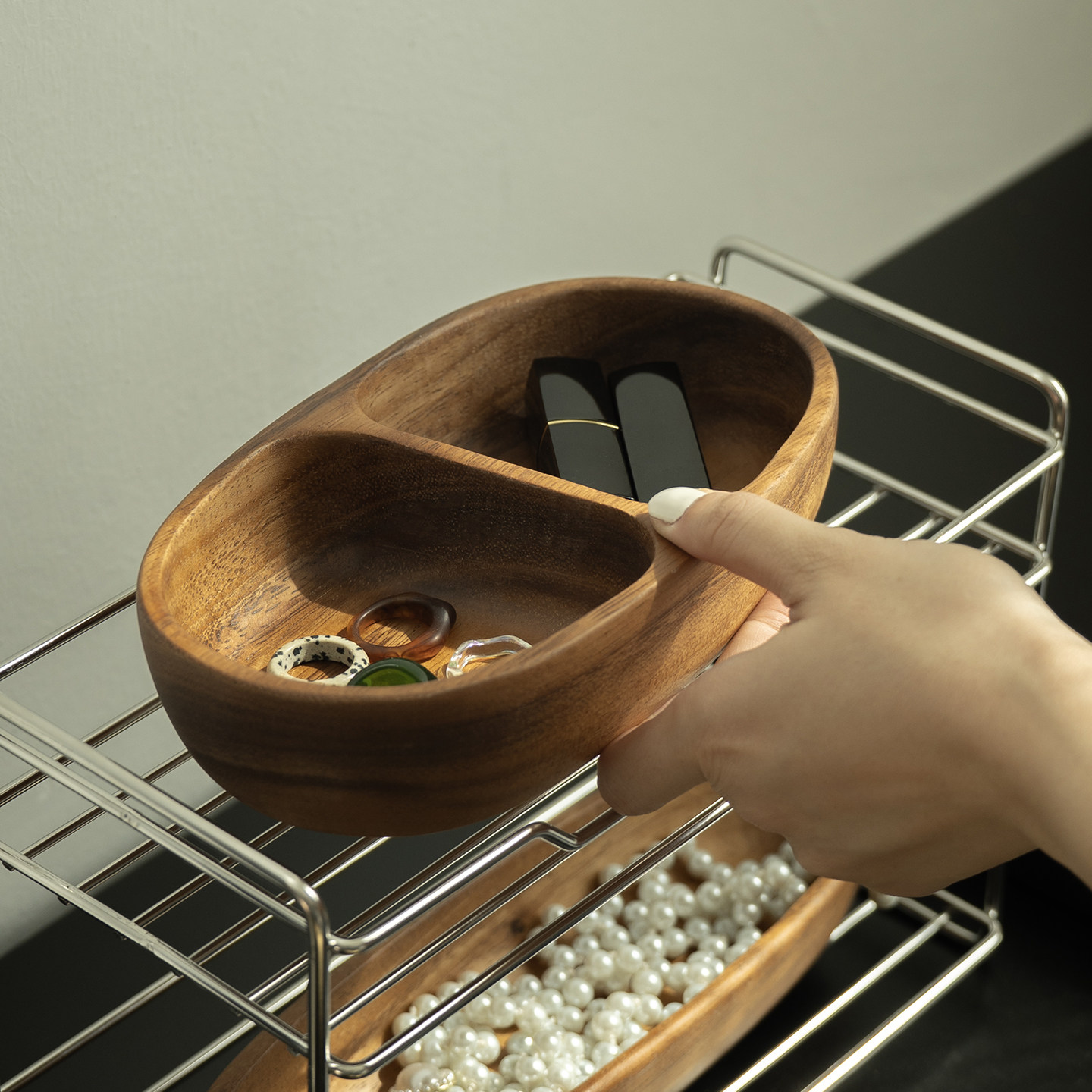 shy pear羞梨 收纳盘 南美胡桃木桌面首饰收纳盒梳妆台化妆品托盘,淘宝优惠券,粉丝福利购,淘宝优惠卷