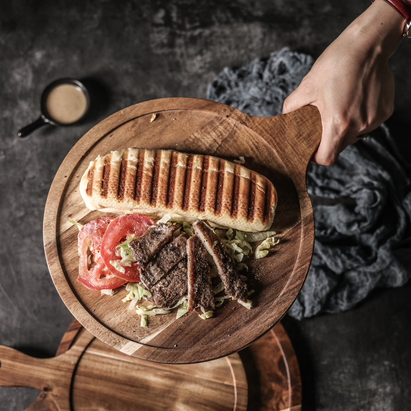 牛排餐盘木质家用日式木盘长方形盘子西餐盘早餐餐具披萨木板托盘 - 图1