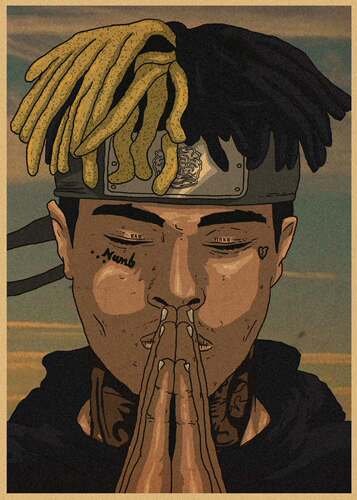 xxxtentacion 说唱嘻哈牛皮纸复古海报酒吧咖啡厅装饰画宿舍墙画 - 图0
