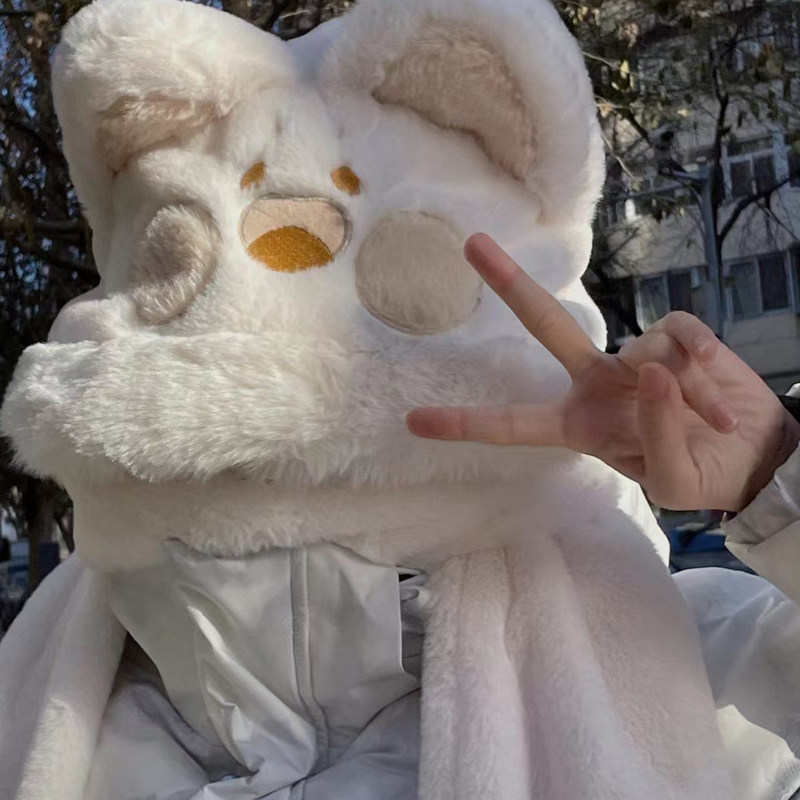 猫咪毛绒帽子围巾一体女款秋冬季手套三件套冬天保暖2025新款儿童,淘宝优惠券,粉丝福利购,淘宝优惠卷