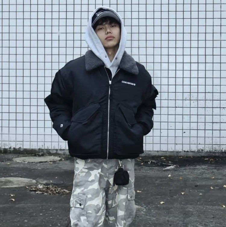 CONVERSE匡威秋冬短款翻领毛领保暖运动夹克棉服外套10026921-A03,淘宝优惠券,粉丝福利购,淘宝优惠卷