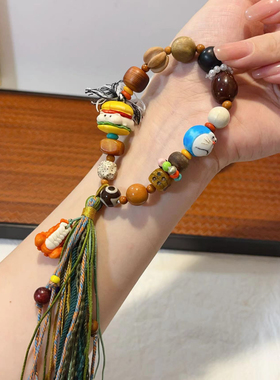 汉堡猪鹿角多宝手链 搭配崖柏山楂籽 沉香 龙虾哆啦A梦