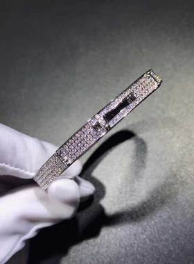 莫桑钻白金色手环