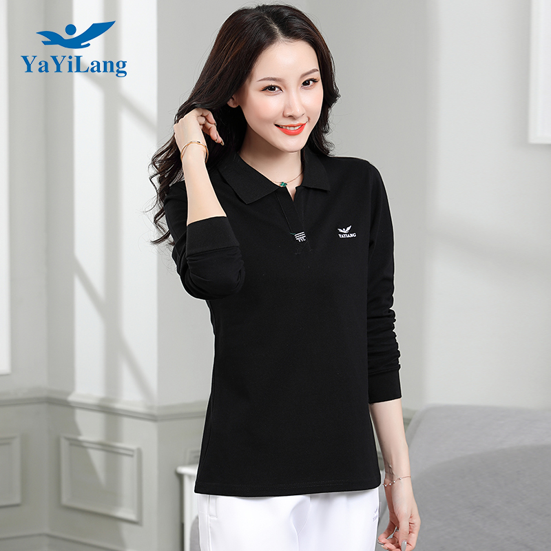 秋季红色运动服长袖全棉t恤女士有翻领纯棉宽松上衣男POLO衫定制,淘宝优惠券,粉丝福利购,淘宝优惠卷