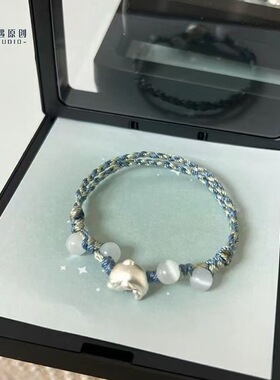 大鱼海棠银色海豚编织情侣手绳女高颜值个性手工闺蜜手链简约手饰