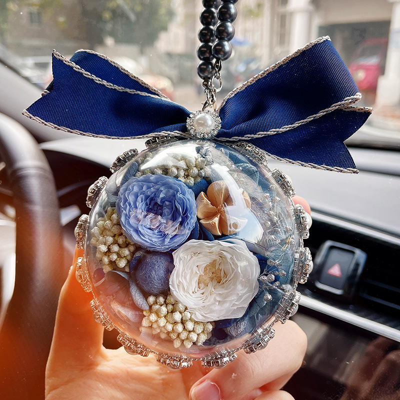 双面永生花车挂车内后视镜高档汽车抖音女神款网红水晶球车载挂件,淘宝优惠券,粉丝福利购,淘宝优惠卷