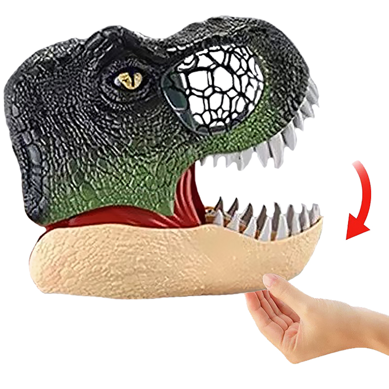 成人儿童仿真动物霸王龙灯光会叫电动恐龙面具头盔益智男女孩玩具 - 图2