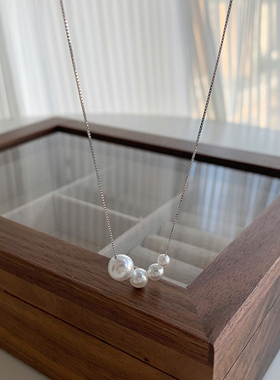 925纯银珍珠o字链项链锁骨链