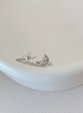 星月锆石戒指女潮韩版时尚简约手饰品清新开口尾戒指环