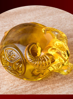 琉璃生肖牛摆件属性招财礼品家居桌面玄关装饰品牛气冲天黄水晶牛