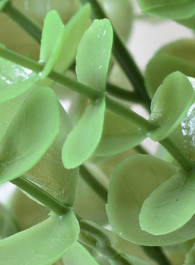 仿真把束尤加利叶子绿色家居装饰植物摆件绿化绢布仿真金钱叶