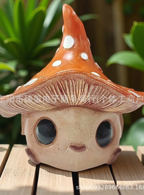 跨境新品精巧可爱小蘑菇玄关家居摆件创意大眼睛外星精灵装饰摆件