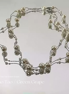 长款满天星珍珠项链女夏天2025新款轻奢高级感叠戴小众精致锁骨链