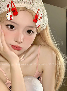 新年红色可爱卡通hellokitty发夹