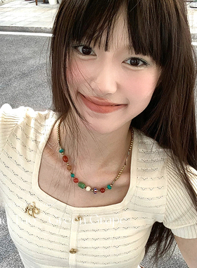 彩色琉璃串珠项链2024新款爆款