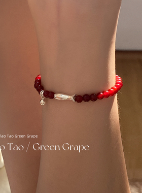 新年锦鲤~s925纯银新中式红色玛瑙串珠手链女2025本命年红绳手串
