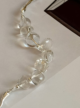 高级感白水晶串珠半镯手链女款2025新款高颜值学生党闺蜜小众手串
