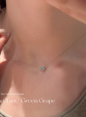 好看精致银色超闪锆爱心吊坠细项链女高级感轻奢小众钛钢锁骨颈链