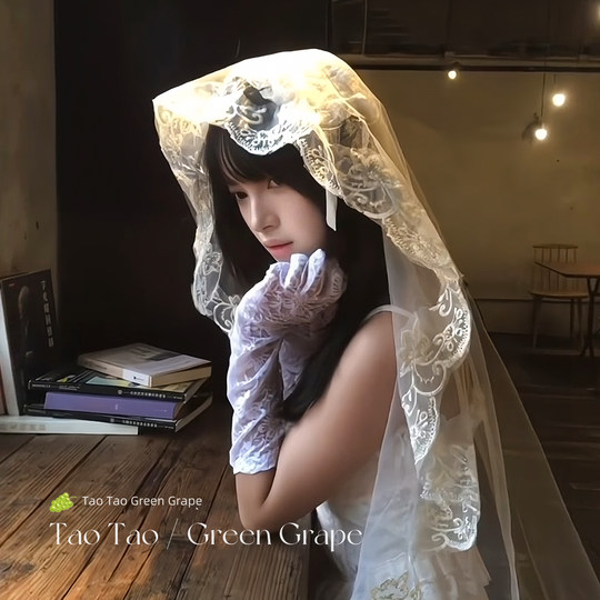 Французская Лолита Лолита белая кружевная вуаль женская невеста элегантный элитный головной убор на Хэллоуин