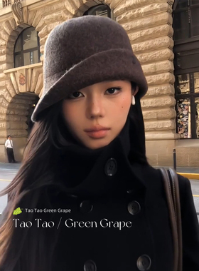 法式赫本风千金黑色羊毛翻檐礼帽女2026新款秋冬高级感渔夫帽子