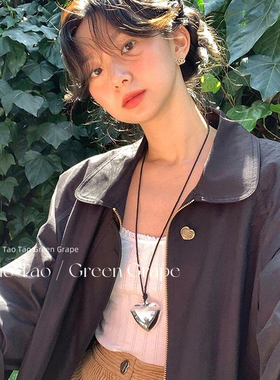 韩国博主fever同款爱心吊坠项链女2024新款爆款长卫衣链夏天配饰