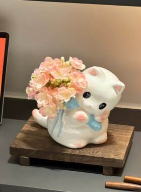 【新家的100个快递】羞花小猫花瓶客厅玄关高级感装饰摆件装饰品