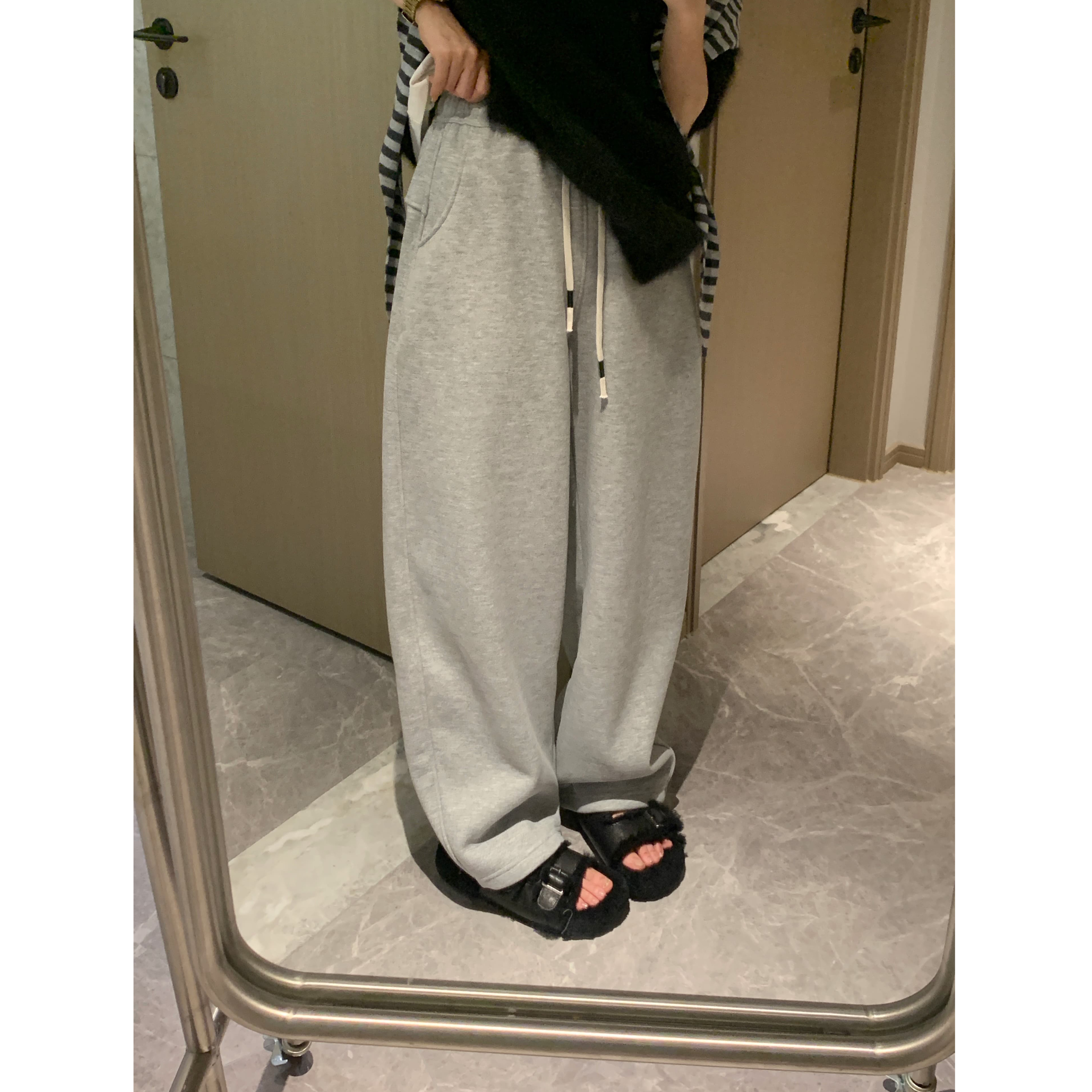 Morden 保暖有型 秋冬加绒加厚羊毛弯刀阔腿裤女显瘦百搭卫裤,淘宝优惠券,粉丝福利购,淘宝优惠卷