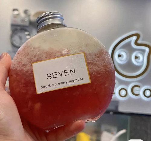 扁圆创意奶茶瓶300ml一次性网红PET饮料瓶果汁奶茶杯蜂蜜塑料瓶 - 图2