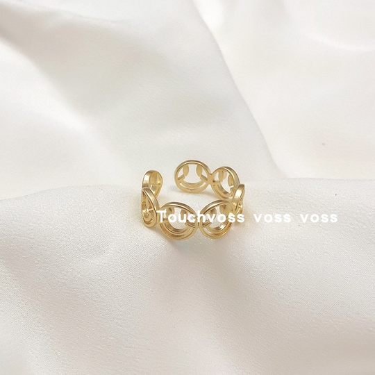 韩国东大门戒指复古气质百搭个性缕空笑脸金属开口指环戒子冷淡风