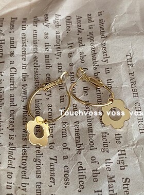 小香风法式复古花朵设计感耳圈