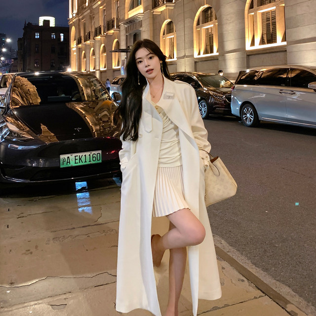 ByYou new winter style temperament stand collar white wool woolen coat women's mid-length double-breasted woolen coat