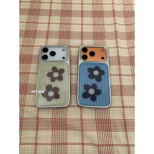 DT play 春夏小花可爱淡黄蓝色简约感韩国ins博主小众设计适用于iphone17promax/16/15苹果14/13手机壳保护套 - 图3