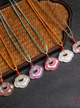 平安男女款紫色玉坠天然玛瑙玉髓