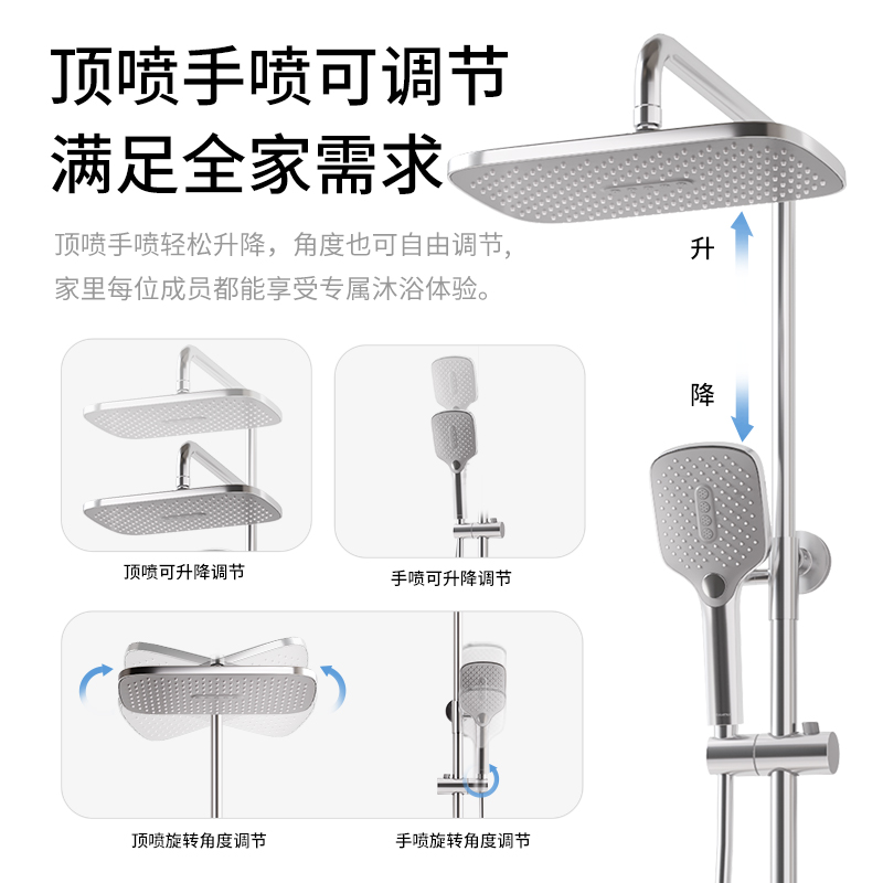 帝王洁具家用增压恒温控制淋浴花洒套装卫生间沐浴淋雨器全铜龙头-图1