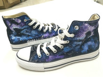 convers*e blue purple starry sky 2 hand-painted shoes custom lovers CICI manufacturing