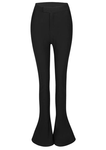 Dakiyo Bella~Th*r正确版高腰修身显瘦包臀黑色加长马蹄裤女长裤 - 图3