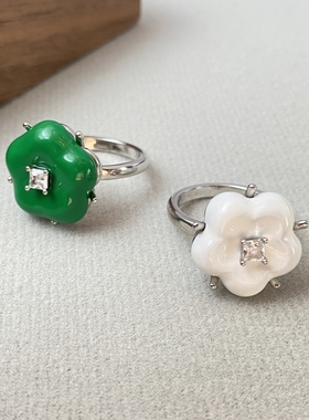 日韩ins珐琅釉时尚简约气质戒指