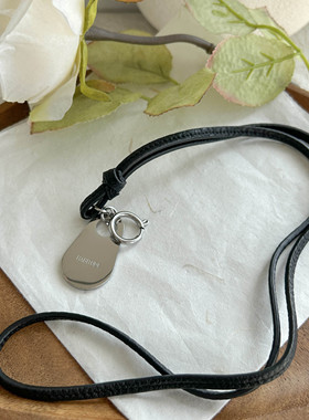 Hab**de key ch*in同款简约精致金银项链小牛皮/胎牛皮绳毛衣链