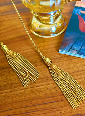 金色复古金属流苏长链毛衣链小众设计高级项链独特气质百搭女