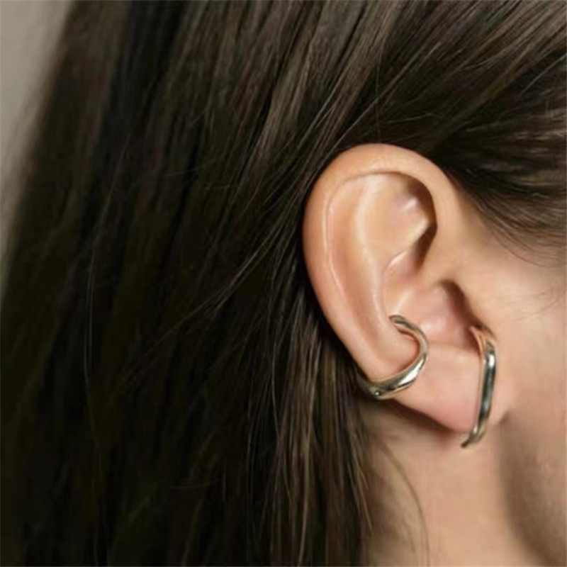 欧美复古简约耳骨夹熔岩不规则小耳圈金属镀金耳夹无耳洞耳环女,淘宝优惠券,粉丝福利购,淘宝优惠卷