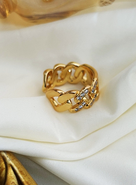 欧美骷髅方牌麻花链土星戒指