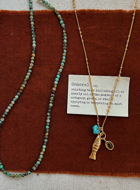 年年有鱼套组叠戴玛瑙串珠项链金色小鱼吊坠小众复古轻奢层次感女