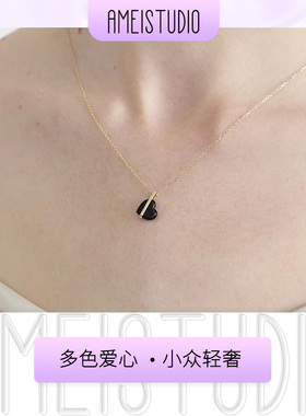 新中式中古风多色桃心形吊坠