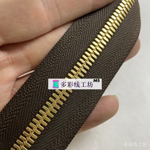 拉链咖啡布金牙3号5号8号金铜玉米牙公文包背手袋双肩贝壳老花 - 图1