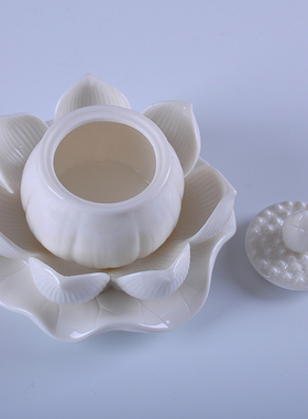 陶瓷莲花圣水杯家用供杯佛前供水杯观音净水杯家居佛堂摆件中式