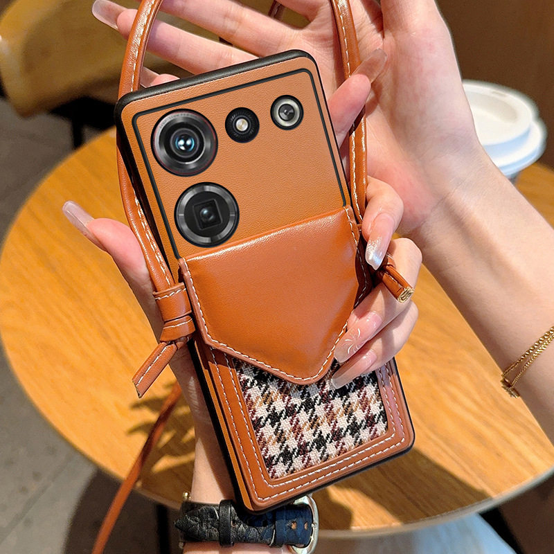 千鸟格适用一加Turbo6手机壳斜挎插卡包一加Turbo6V皮质保护套,淘宝优惠券,粉丝福利购,淘宝优惠卷