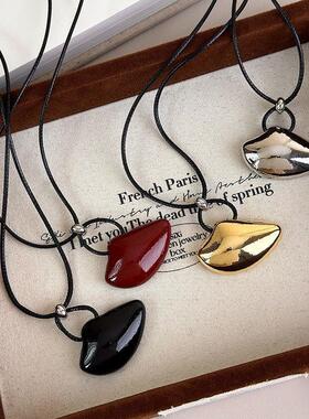 简约时髦金属滴釉云朵项链小众设计高级感复古百搭潮ins风毛衣链