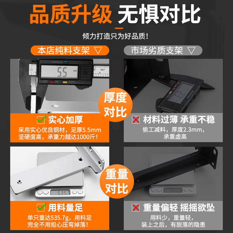 三角支架重型不锈钢加厚托架墙壁吊柜层板拖固定托架直角铁支撑架 - 图0